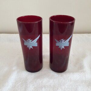 Vintage Ruby Red Smirnoff 10 oz. Highball Glasses Set of 2
